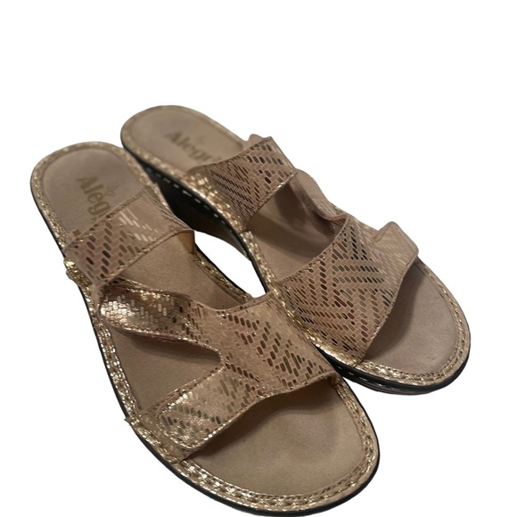 Alegria Wedge Shoes Metallic Gold Size 39 - Picture 4 of 11